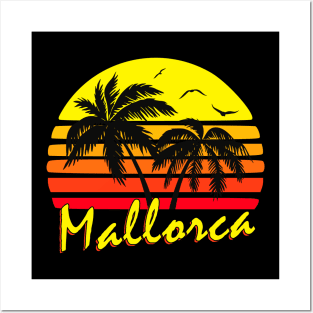 Mallorca Spain Retro Sunset Posters and Art